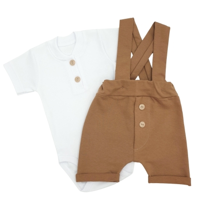 elegancki komplet niemowlęcy na lato body+spodnie z szelkami